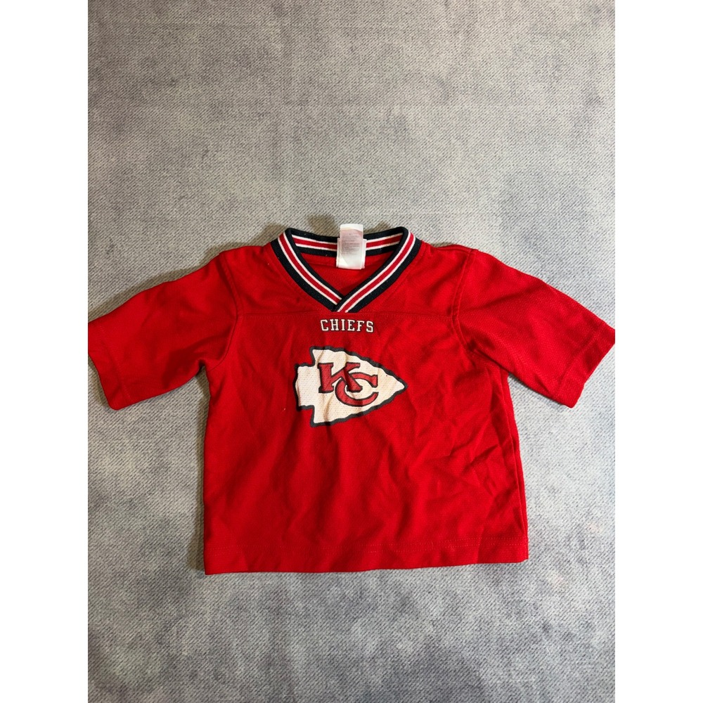NFL Kansas City Chiefs Red Jersey Style T-Shirt Kids 24M Short Sleeve V-Neck
